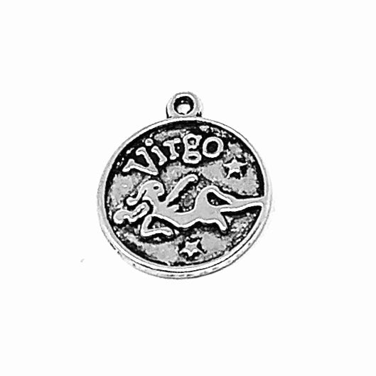 Zodiac Sign Moon Pendant - Silver