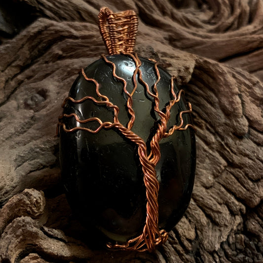 Black Tourmaline Tree of Life Pendant