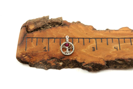 Delicate Ruby Crystal Tree of Life Pendant ~ July Birthstone