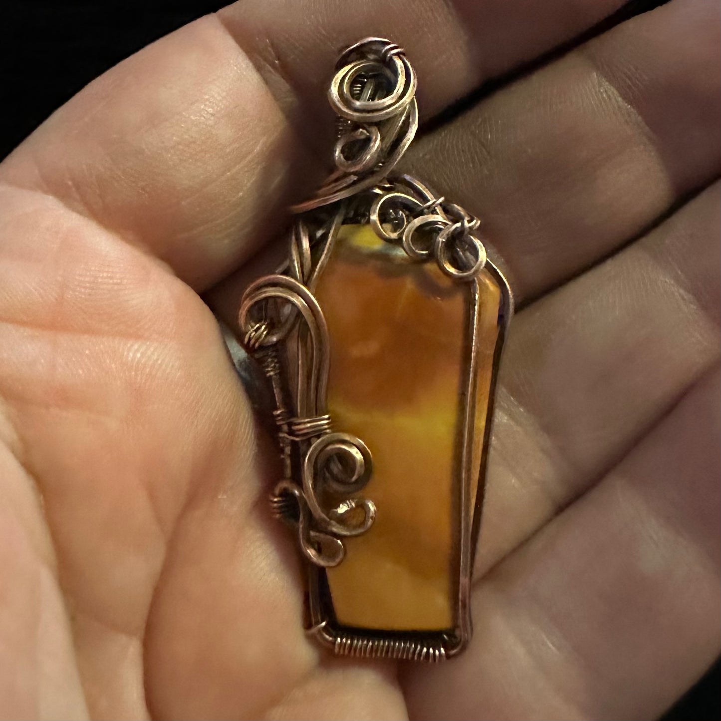 Ember Remains — Orange  Maligano Jasper Coffin Necklace