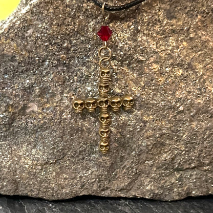 Bronze Skull Cross Necklace