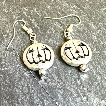 Silver Jack O'Lantern Earrings