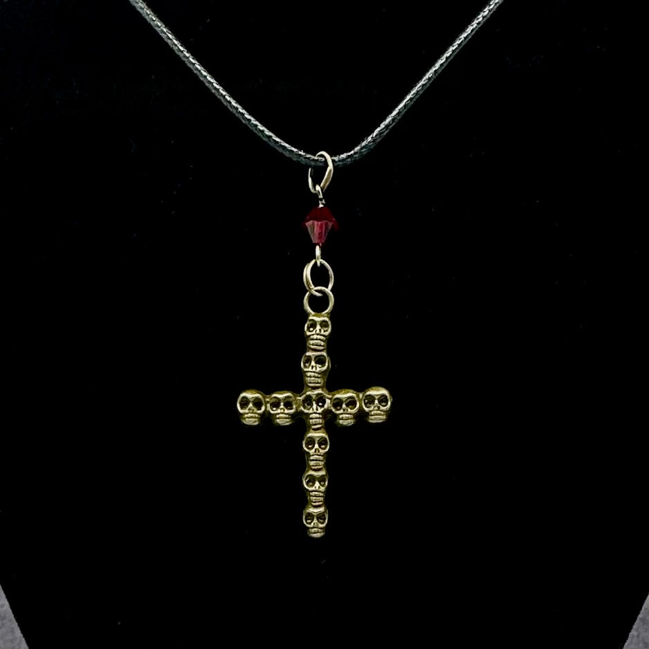 Bronze Skull Cross Necklace