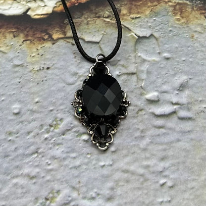 Gothic Crystal Filigree Pendant