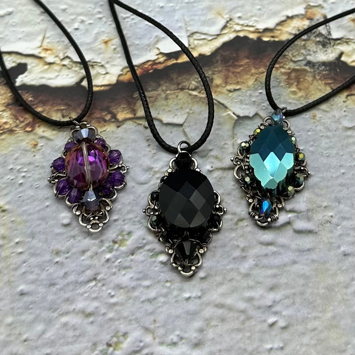Gothic Crystal Filigree Pendant