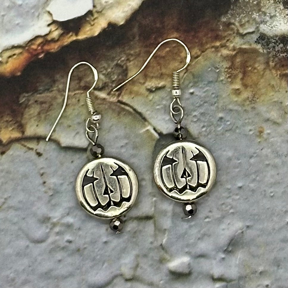 Silver Jack O'Lantern Earrings