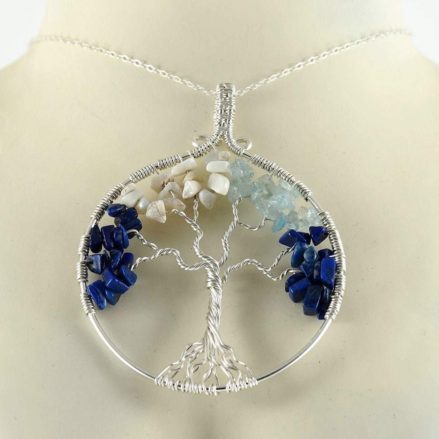 Custom Family Tree Gemstone Necklace