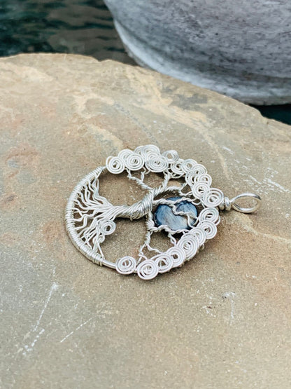 Sterling Silver Spiral Tree - Black Moon
