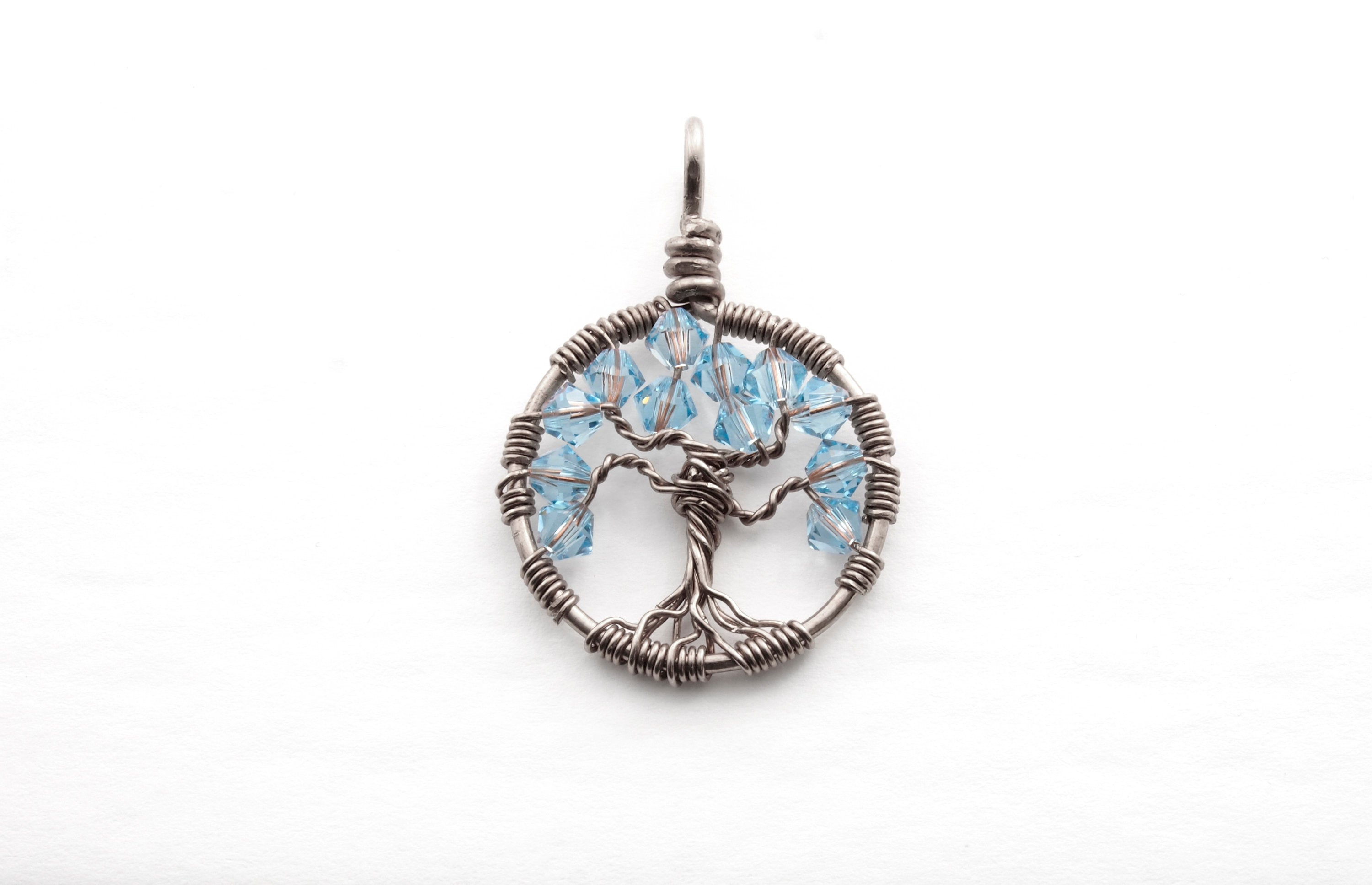 Aquamarine tree store of life necklace