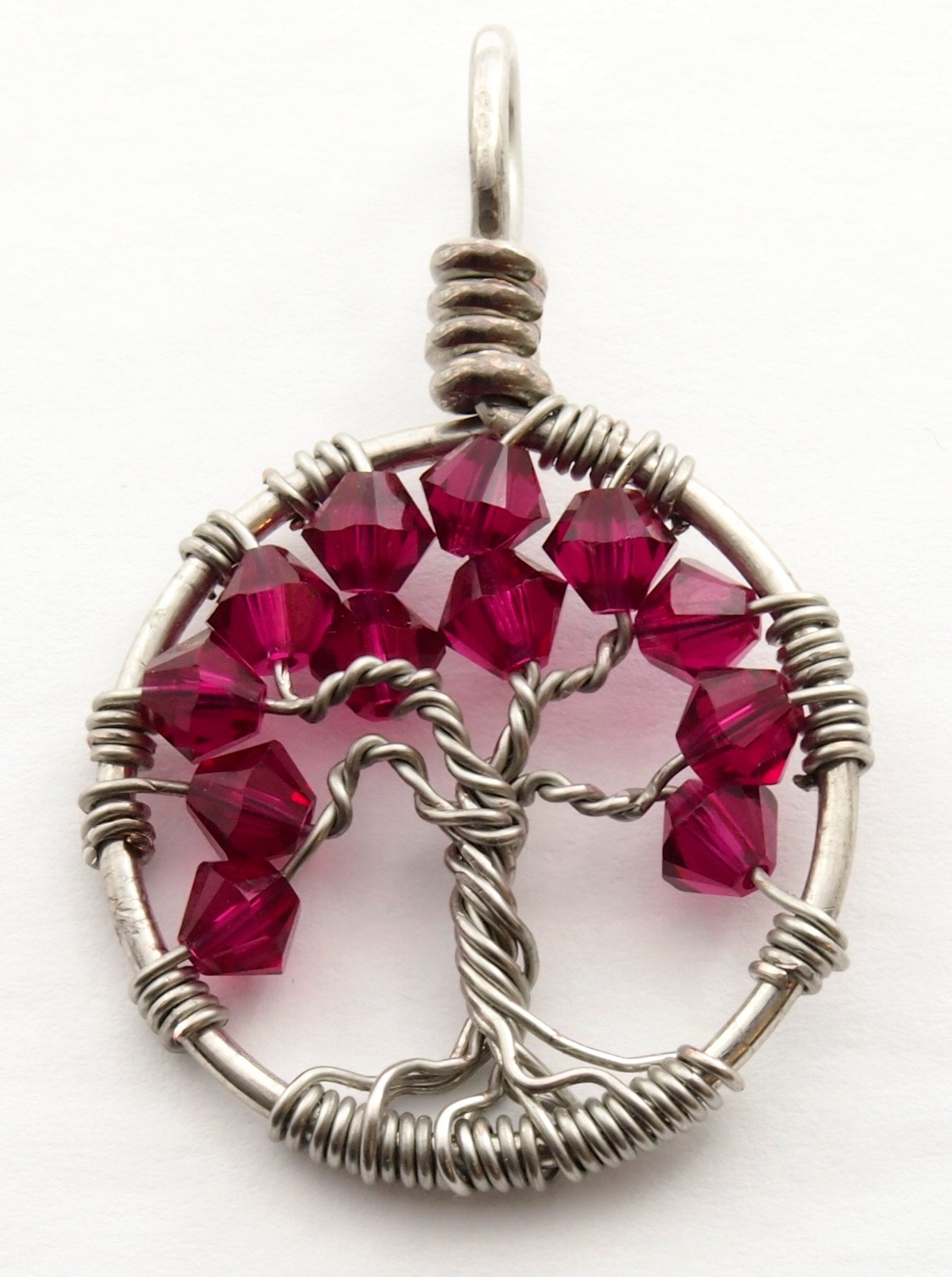 Ruby Crystal Tree of Life Pendant ~ July Birthstone