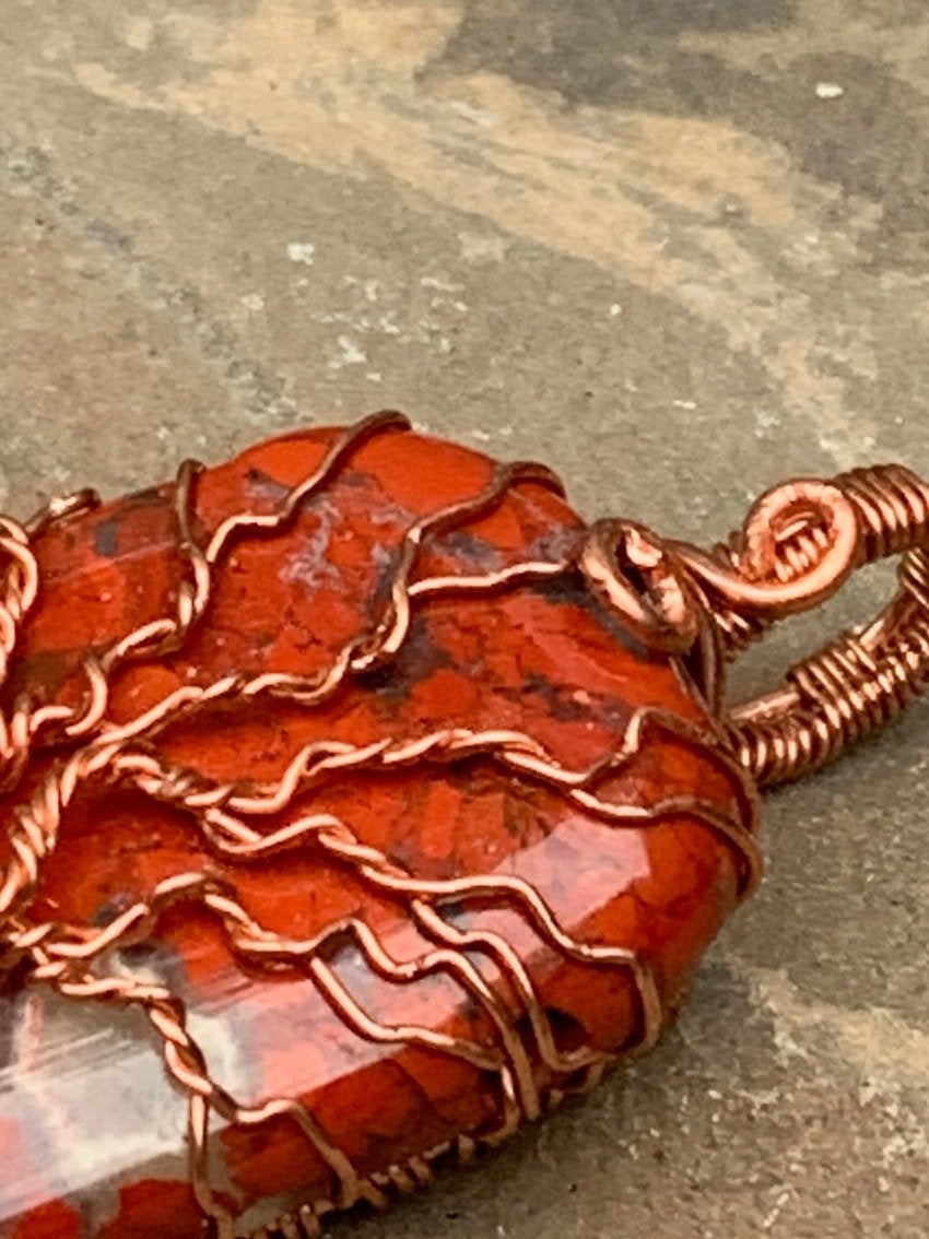 Poppy Jasper Tree of Life Pendant in Copper