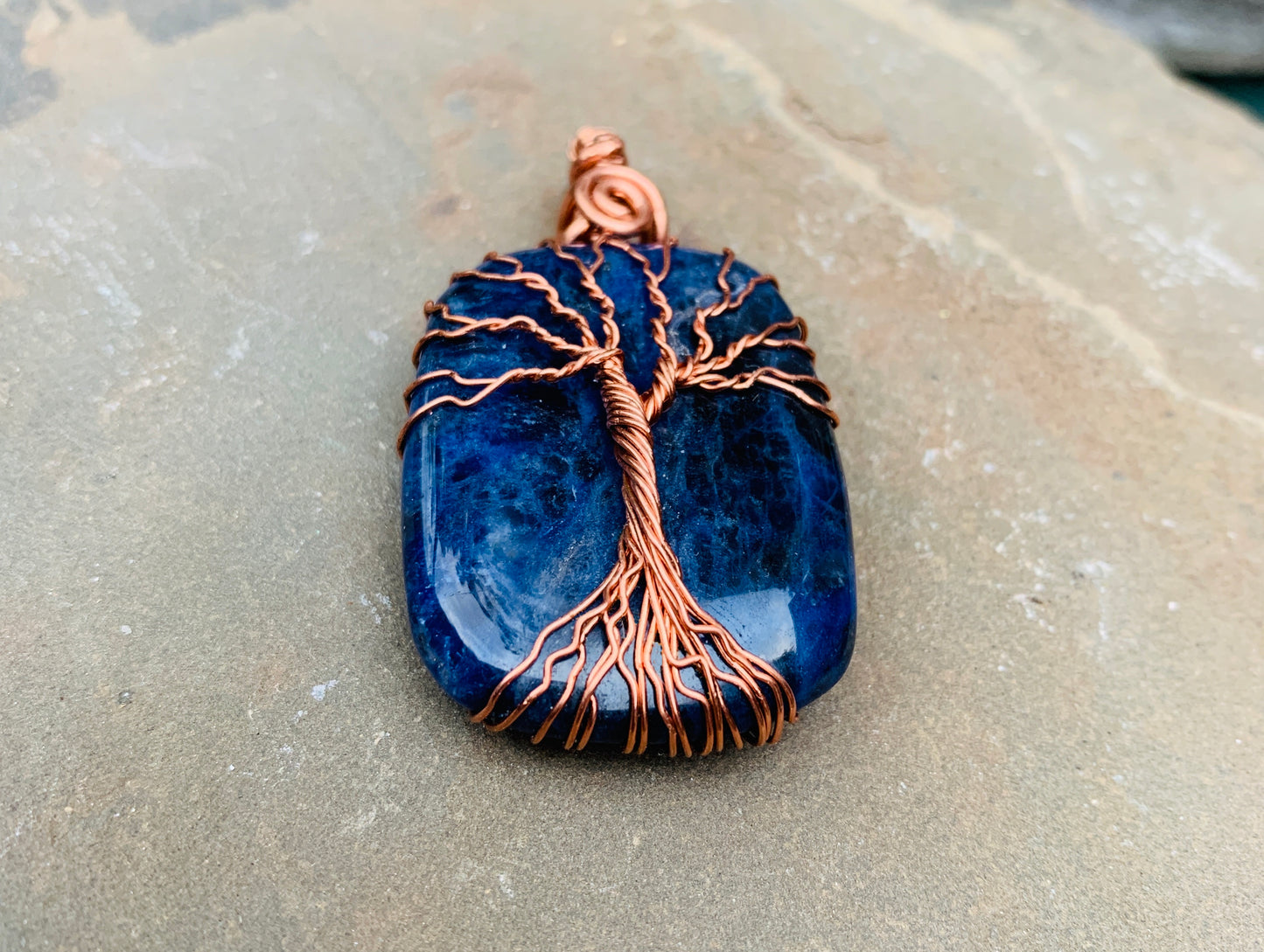 Lapis Tree of Life Necklace in Copper